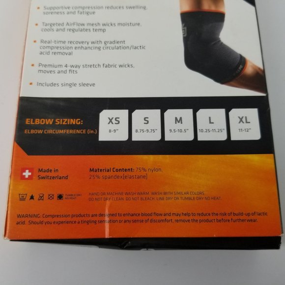 Shock Dr Elbow SVR Support Compression Sleeve XL 11" - 12" Black Swiss NEW - Picture 7 of 10